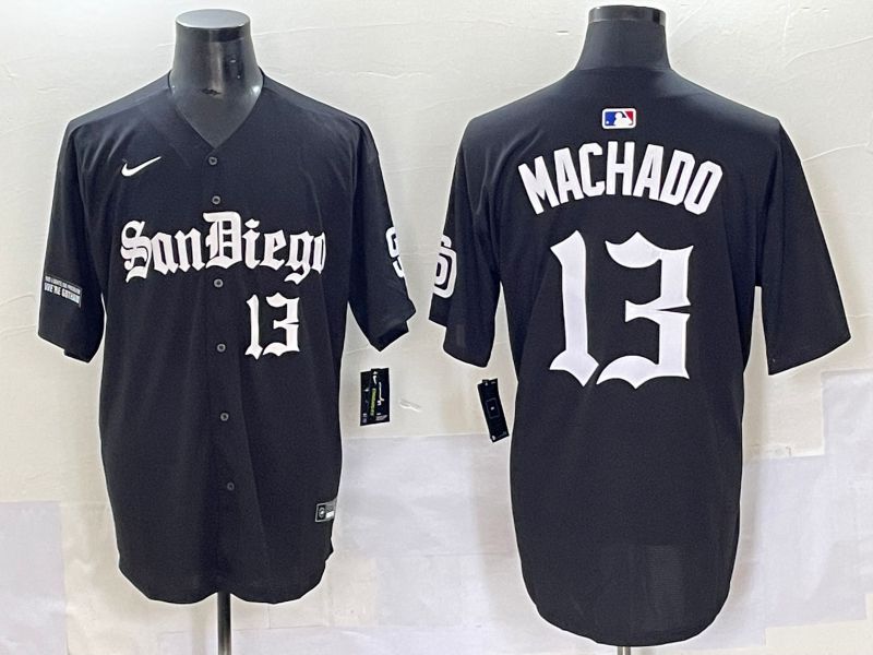 Men 2025 San Diego Padres #13 Machado Black Five generations Joint Name Nike MLB Jersey style 8->chicago cubs->MLB Jersey
